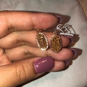 Lee Rose Gold Drop Earrings In Rose Gold Drusy